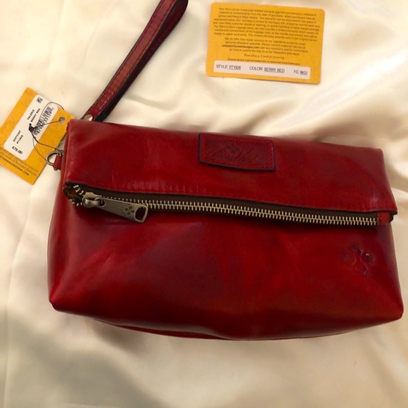 Patricia Nash Valerie Distressed Vintage Berry Red Leather Wristlet NWT & Card - Picture 6 of 12